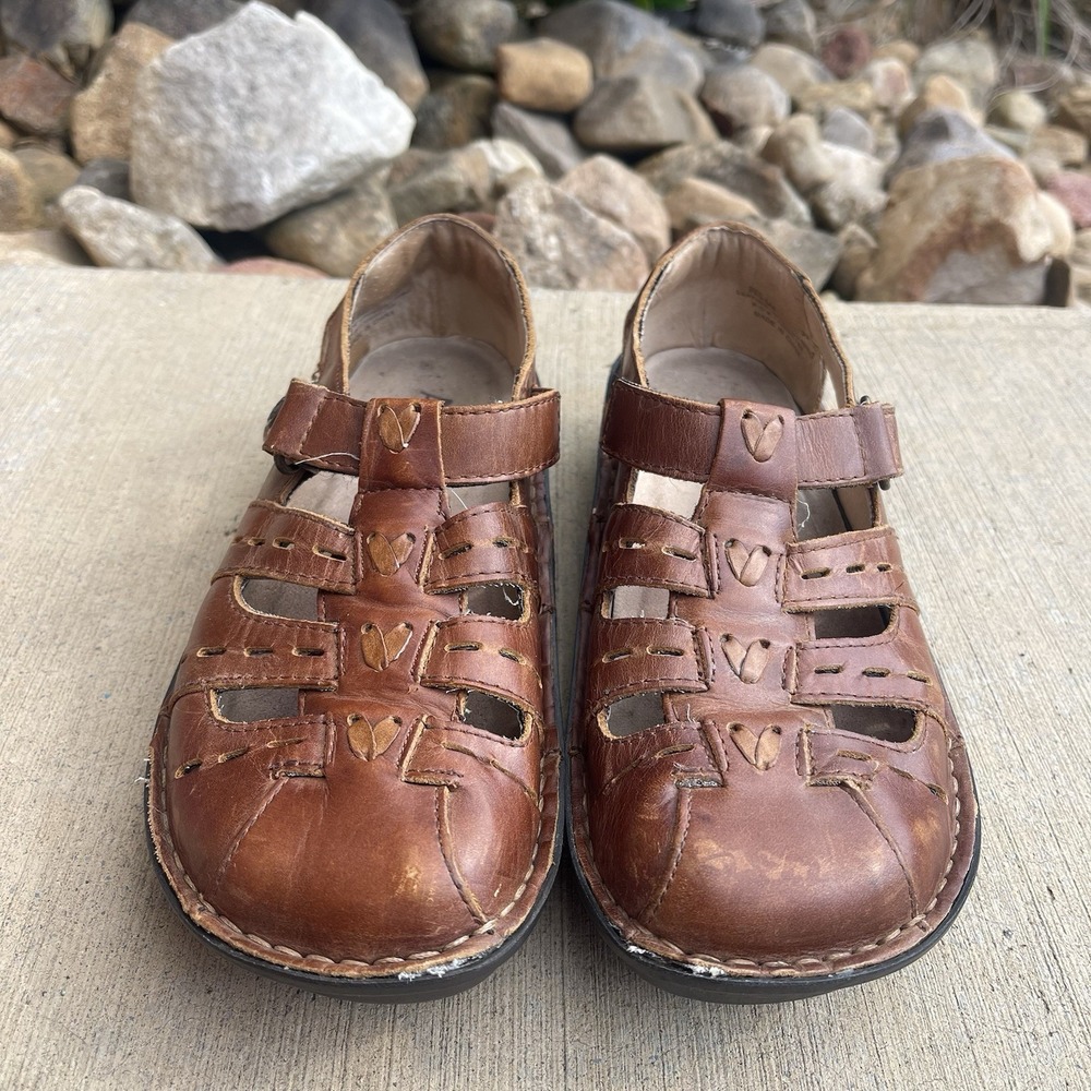 Alegria Pesca Fisherman Sandals Shoes Brown Leather Comfort Women's 35 US 5-5.5